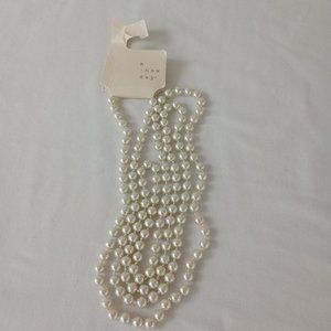 NWT  Single Strand Extra Long Necklace Faux Pearls